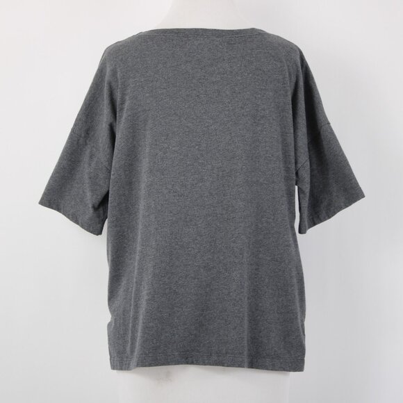 Etienne Marcel Top Sz M Gray Red Zipper Detail Crop Hi Lo 100% Cotton Top - Picture 10 of 14